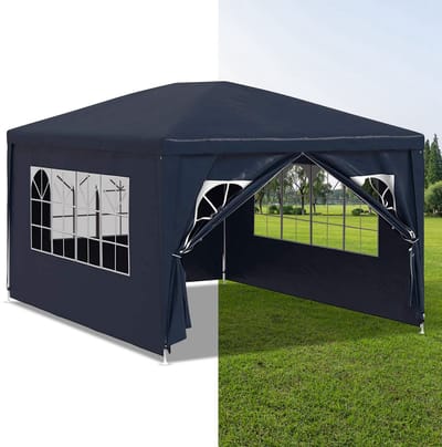 Partytent opvouwbaar - Paviljoen - 3x4 - Easy up - Waterdicht - met Zijwanden - Weerbestendig - Blauw