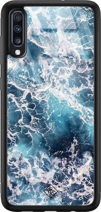 Casimoda® hoesje - Geschikt voor Samsung Galaxy A50 - Oceaan - Luxe Hard Case Zwart - Backcover telefoonhoesje - Blauw