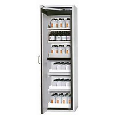 Veiligheidskast type 90 asecos S-CLASSIC-90, scharnierende deur met deurstop, links scharnier, front lichtgrijs, B 596 x D 616 x H 1968 mm