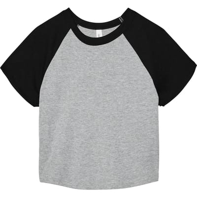 Bella+Canvas Women´s Micro Rib Raglan Baby Tee BL1201 - Athletic Heather/Black - XS