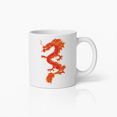 Rode Draak Koffiemok – Mythische Chinese Draak Theebeker voor Fantasyliefhebbers