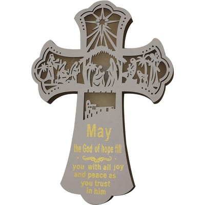 Paaskruis Houten Hangdecoraties Gesneden Hol Creatief Lichtgevend Kerkkruis Decoraties gray