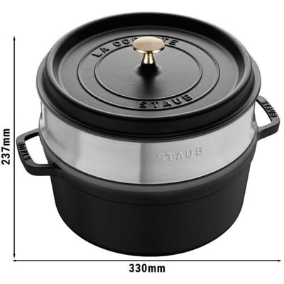 STAUB LA COCOTTE - Kookpot met stoominzet - Ø 260mm - Gietijzer - Zwart