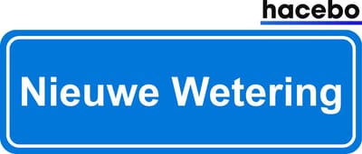 Hacebo - Plaatsnaam Sticker - 29x10 CM - Nieuwe Wetering sticker - Verkeersborden sticker - grappige cadeaus - Nieuwe Wetering