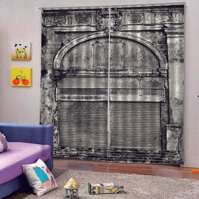Mysterieus Donker Kamer in Kasteel Zuilen Kaarsen Sfeer Patroon Gordijn voor Woonkamer Bedrukt Verduisterend Doek Gordijn 100W160H(CM)40x63in&Grommet Top