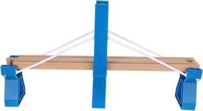 Treinbaanbrug - Speelgoedbrug - Treinbaan uitbreiden - Hout en kunststof - 315 cm - Blauw
