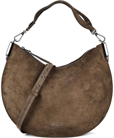COCCINELLE Leren schoudertas Sunup Handbag Suede Leather Fango donkergroen