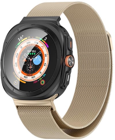 Milanees bandje - geschikt voor Samsung Galaxy Watch Ultra (47mm) / Ultra 2025 (47mm) - rvs Milanese met magneet sluiting - champagne