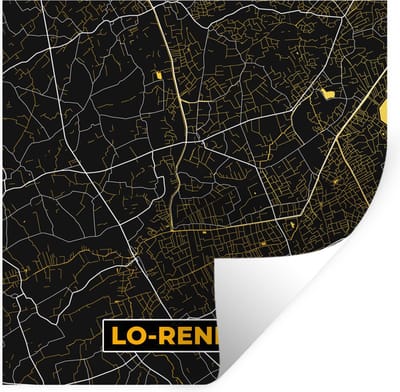 Muurstickers - Sticker Folie - Stadskaart - Goud - Plattegrond - Lo-Reninge - Kaart - 100x100 cm - Plakfolie - Muurstickers Kinderkamer - Zelfklevend Behang XXL - Zelfklevend behangpapier - Stickerfolie