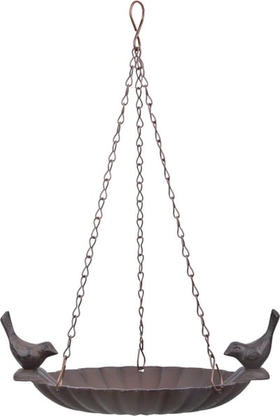 Best for birds Vogelvoederschaal - hangend - metaal - 21 cm - Vogeldrinkschaal/voederbak - vogelbad
