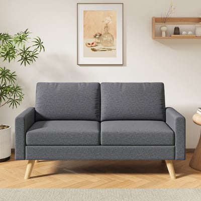 Bealife AR73 2-zits bank – Compacte stoffen bank met hoogwaardige veren & schuimvulling – Donkergrijs