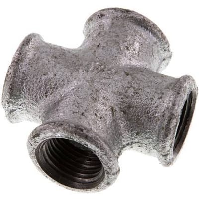 Rp 1/2'' Binnendraad Verzinkt Gietijzeren Kruissok 25 Bar