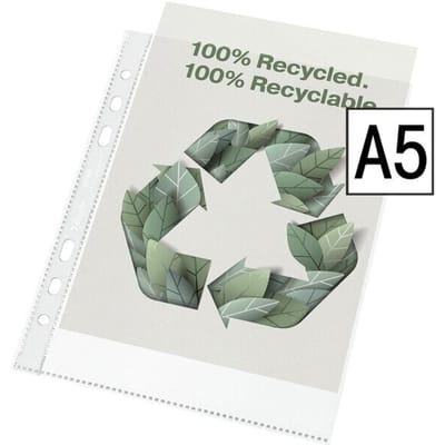 Esselte 100% Gerecyclede PP A5 Showtas - 70 micron - 6-gaats - 100x Transparante, Milieuvriendelijke Insteekhoezen - Duurzaamheid - Voor Thuiswerken - Ideaal Voor Thuiskantoor