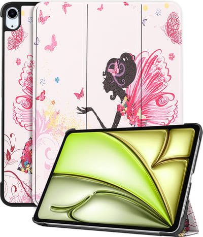 Hoes - Geschikt voor Apple iPad Air (2024/2025/2026) - 11 inch - Dun & Stevig - Trifold Bookcase - Hard Cover - Hardcover Book Case - Tablet Hoesje - Elfje