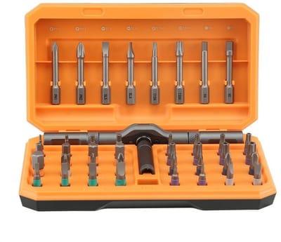 42-in-1 spin wiel schroefmachine set, magnetische schroefmachine set, DIY multi-boor magnetische aandrijving set, met afneembare spin wiel handvat, draagbare compacte reparatie gereedschap set, geschikt voor meubels computer fiets, oranje