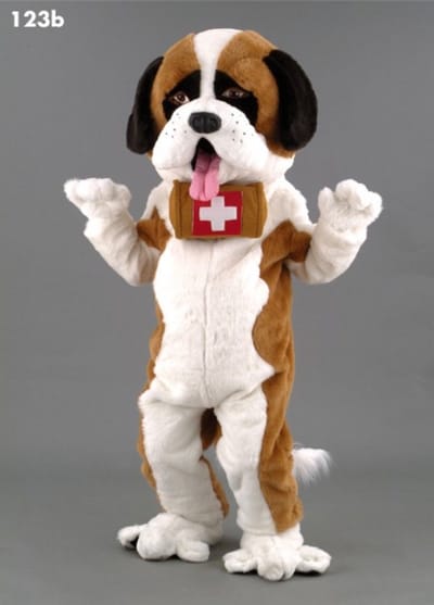 Auvergne Jouets – Verkleedkleding – Mascotte Kostuum – Hond Saint-Bernard – Bruin/Wit – Volwassenen