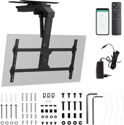 Maclean -TV-beugel - Elektrische steun voor TV, plafond, Tuya-steun, max. VESA 800x400, verstelbaar +90°~-90°, voor TV 43-86", max. 45kg, MC-109 T
