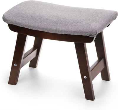 Voetkruk Ottomaan - Voetenbankje - Voeten Rusten - Massief Houten Poten - 38 x 24 x 29 cm - Grijs