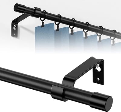 Gordijnroede Set - Verstelbare Roede - Raamdecoratie Ophangen - Zwaar Belastbaar - 40-68 Inch - Zwart