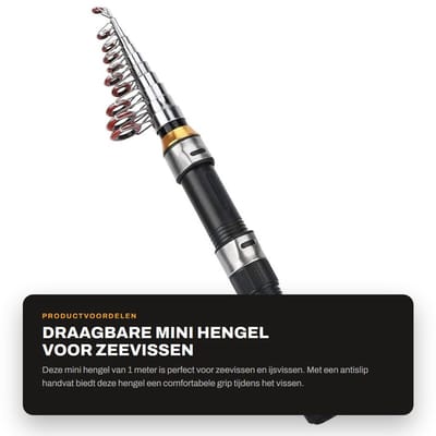 Dailygoods- IJs Hengel 1 m - Draagbare Hengel - Antislip Handvat - Duurzaam Staal - Voor IJsvisserij - EAV-Materiaal - Vishengel