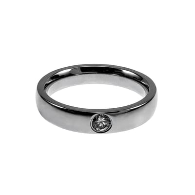 Elegante Unisex Ring met Ronde Zirkonia, Verlovingsring Vriendschapring, RVS Gepolijst - 4 mm Breed