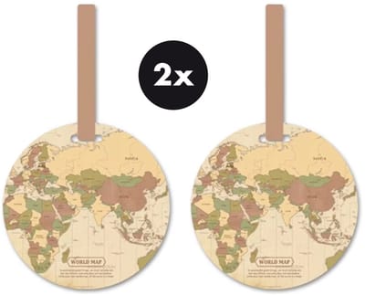 Actie4you® - Koffer Label – Bagage Label -Vakantie - Reizen – Koffer Tag – 2 Stuks - Bruin