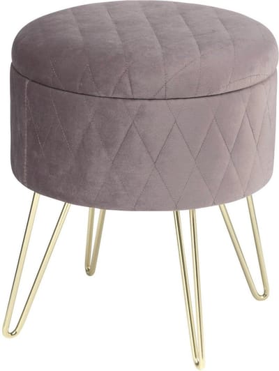 Bolt Edge Poef - Roze - Velvet - Met opbergruimte - 31.5x31.5x36cm