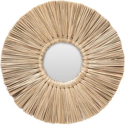 PS-Collection De Alang Alang Spiegel - ø35cm - Naturel - spiegel goud, wandspiegel, wandspiegel rechthoek, wandspiegel industrieel, wandspiegel zwart, wandspiegel rond, wandspiegels woonkamer, decoratiespiegel, spiegel rond
