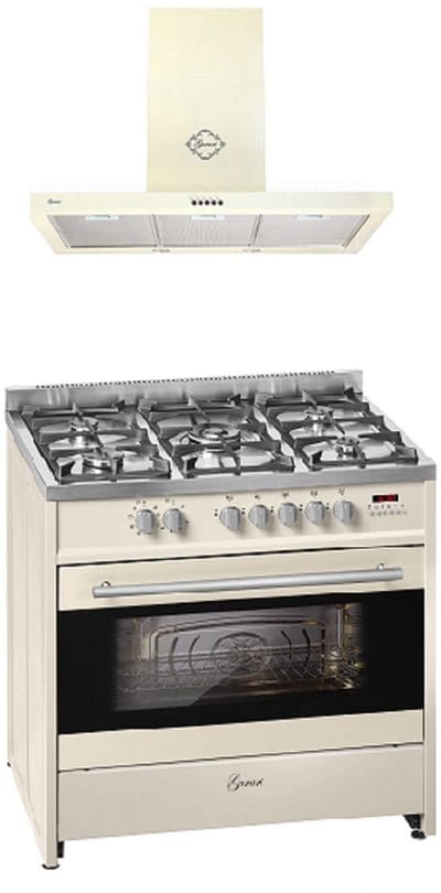 GURARI - elektrisch gasfornuis - gasfornuis - afzuigkap - 90 cm - 121L GCH E 911 Cr + GCH 461 BG 9 - afzuigkap 90cm