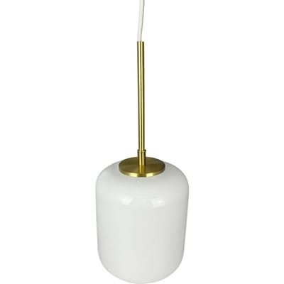 Dyberg Larsen hanglamp Silvia, Ø 15 cm, opaal/messing, glas
