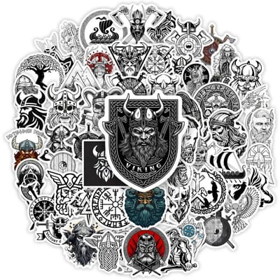 Noorse Viking Krijger Stickers Tattoo DIY Cadeau Decal voor Laptop Telefoon Scrapbook Bagage Decoratieve Flessen Graffiti Waterdicht gray