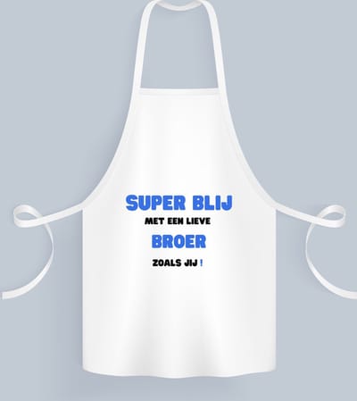 Akyol - super blij met een lieve broer zoals jij Keukenschort - Broer - de liefste broer - verjaardag - cadeautje voor broer - broer artikelen - kado - geschenk - 82 bij 71 cm