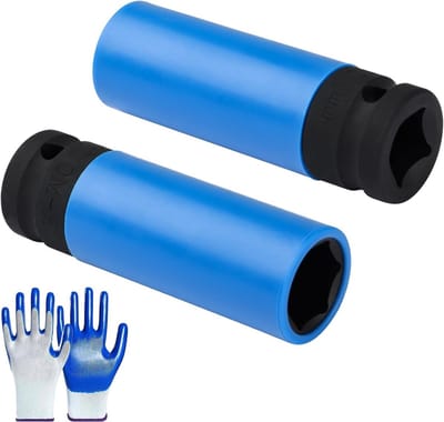 Set van 2 stuks 17 mm moersleutels met kunststof hoes, inclusief beschermende handschoenen en impact schroevendraaier voor auto-onderhoud en reparatie