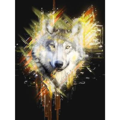 Diamant borduurwerk DIY borduurwerk handwerk schilderset 5D steentjes borduurwerk Wolf Diamond 20X30CM beige