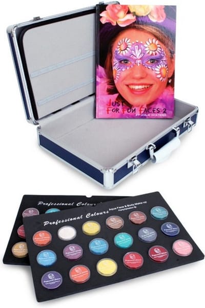 PXP Professional Colours Schminkkoffer 36 x 10 gram in tray + schminkboek - Carnaval Schmink Kleur Feest Thema Body Paint