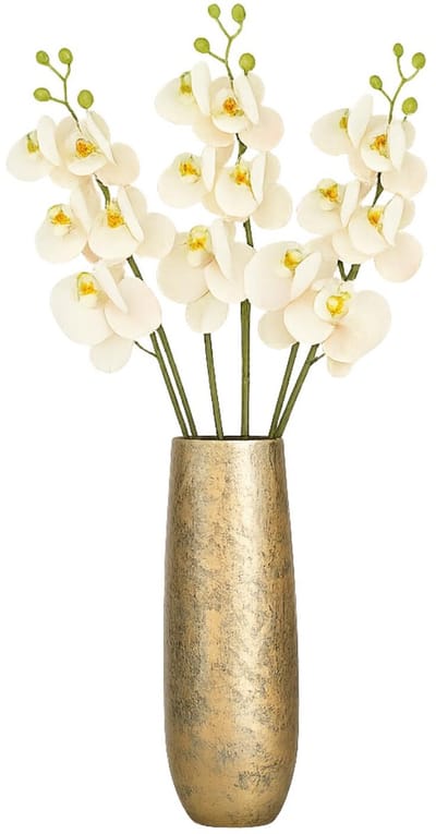 Bellatio Design Kunstbloem Orchidee Bora - 4x - wit - 58 cm - losse steel - kunst zijdebloemen - Phalaenopsis