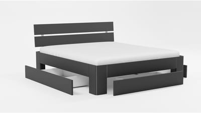 B Bright Bed Fresh 500 met hoofdbord en 3 opbergladen - 140 x 200 cm - antraciet