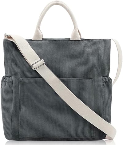 Dailygoods - Aucuu Corduroy draagtas, schoudertas met grote capaciteit, waterdichte crossbody-tas met rits, corduroy hobo-tas met verstelbare riem, handtas voor vrouwen, dames, meisjes, werk, school, winkelen