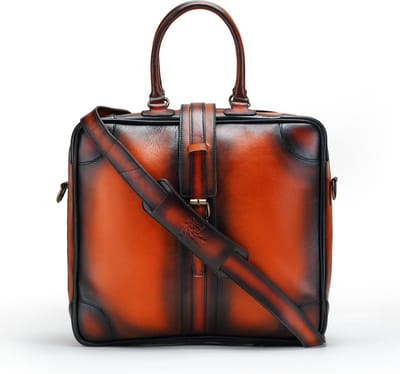 DE LAMASSU® (Cassian) weekender tas van rundleer– business reistas met 180° opening & schouderriem
