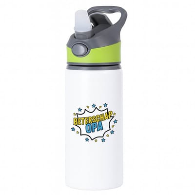 Hacebo® - Beterschap opa waterfles met rietje groen - een opa die ziek is of iets gebroken heeft - cadeau voor zieke opa - ziek - koorts - snel beter worden - cadeau - beterschap cadeau - kado - gift - geschenk - water fles - 650ML