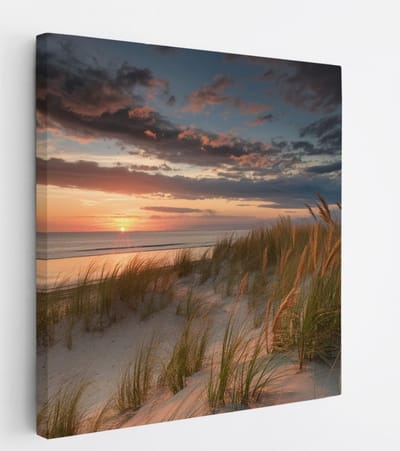 Saammp - Canvas Schilderij - Strand - Zee - 20x20 - Foto op canvas - Wanddecoratie - muurdecoratie Woonkamer - Slaapkamer decoratie - Canvas Print