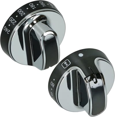 Temperatuurregelaar Knop voor Verwarming/Oven Universeel Zwart/Zilver Set van 2