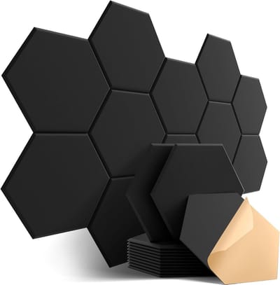 Hexagon akoestische panelen voor geluidsabsorptie en akoestische behandeling, 12 stuks, hoge dichtheid, wand/plafond/muurdecoratie.
