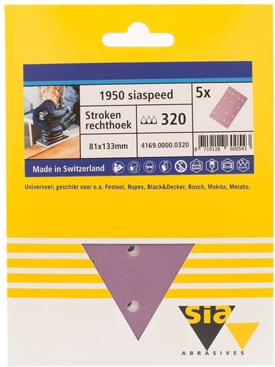 Sia siaspeed schuurstrook 14-gaats P320 - 80 mm. x 133 mm. (5 stuks)