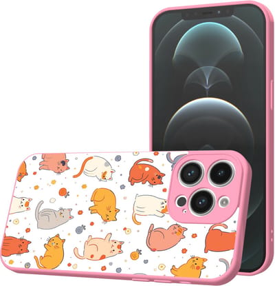 Smartphonica Telefoonhoesje Geschikt voor iPhone 12 Pro Max met Katten en Poezen opdruk - TPU Back Cover Case Cats Design - Roze geschikt voor iPhone 12 Pro Max