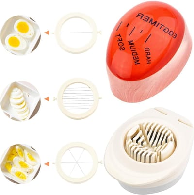 Eierwekker met snijder - Kookwekker - Eieren koken - Warmtegevoelige kleurverandering - 1 stuk - Rood