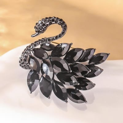 Broche Cygne en Cristal Élégant pour Femmes et Filles - Épinglette Animal en Strass Étincelant-804014 gray