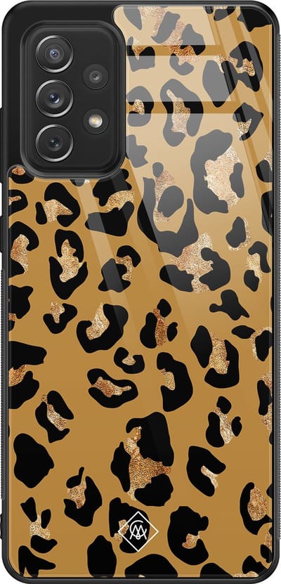 Casimoda® hoesje - Geschikt voor Samsung Galaxy A52 5G - Jungle Wildcat - Luxe Hard Case Zwart - Backcover telefoonhoesje - Bruin/beige