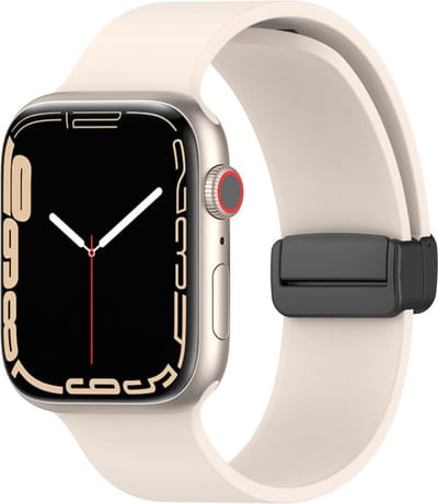 Siliconen bandje - geschikt voor Apple Watch series 1/2/3/4/5/6/7/8/9/10/11/ SE (1,2,3) / Ultra (1,2,3) met maat 44 mm / 45 mm / 46 mm / 49 mm - beige