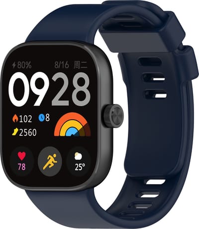 Strap-it Smartwatch bandje - Siliconen bandje met druksluiting geschikt voor Redmi Watch 4 / Redmi Watch 5 / Redmi Watch 6 / Xiaomi Smart Band 8 Pro / Xiaomi Smart Band 9 Pro / Xiaomi Smart Band 10 Pro (donkerblauw)